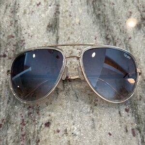 Quay Australia Gold Aviator Sunglasses with Gradient Lenses
